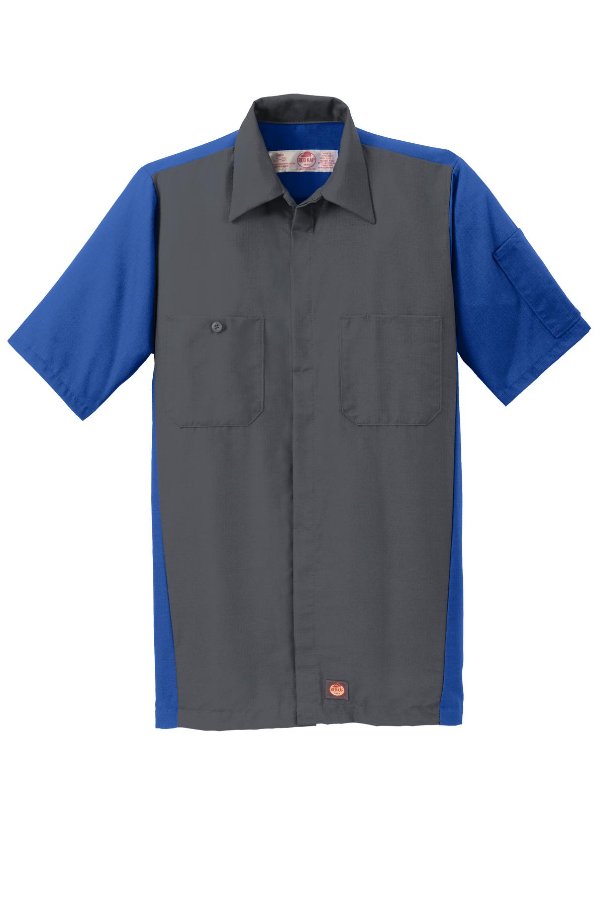 Red Kap Short Sleeve Ripstop Crew Shirt - Charcoal/ Royal