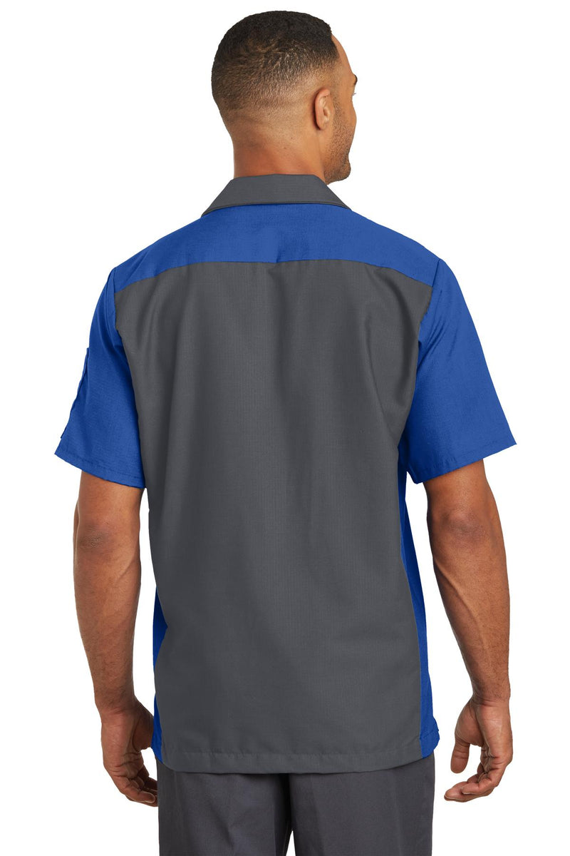 Red Kap Short Sleeve Ripstop Crew Shirt - Charcoal/ Royal