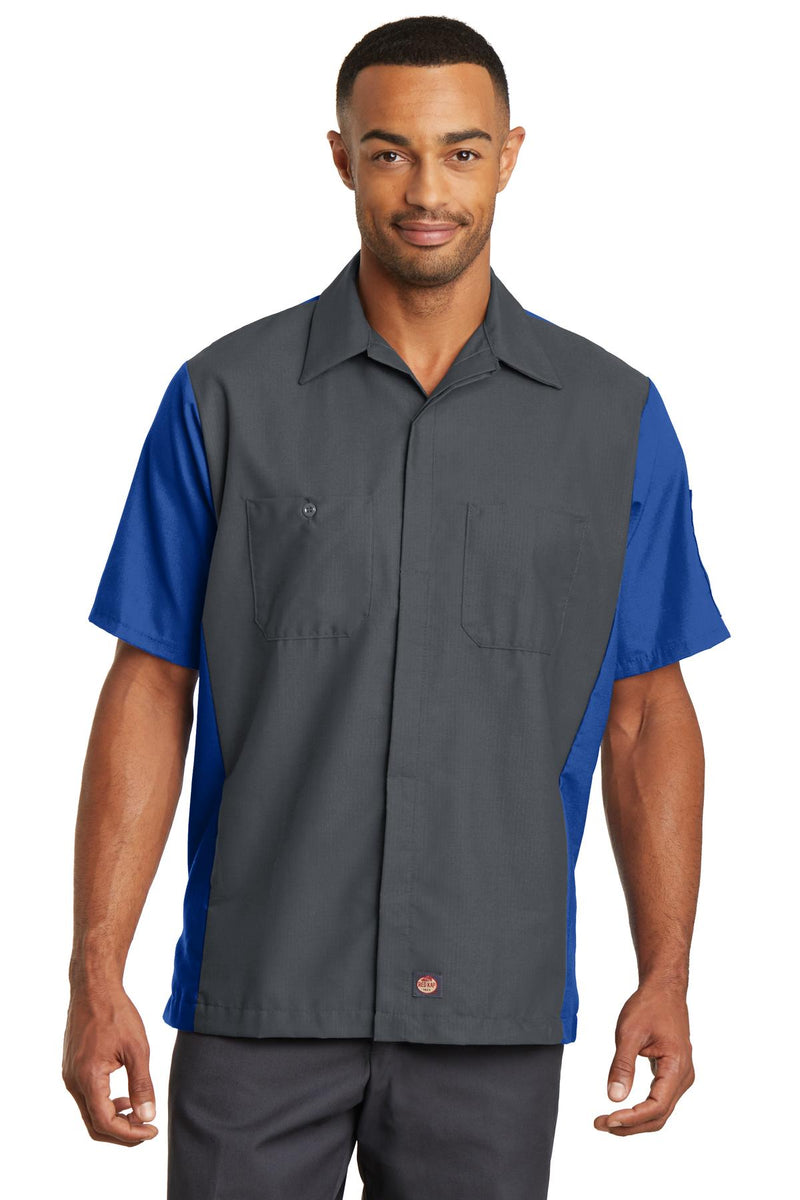 Red Kap Short Sleeve Ripstop Crew Shirt - Charcoal/ Royal