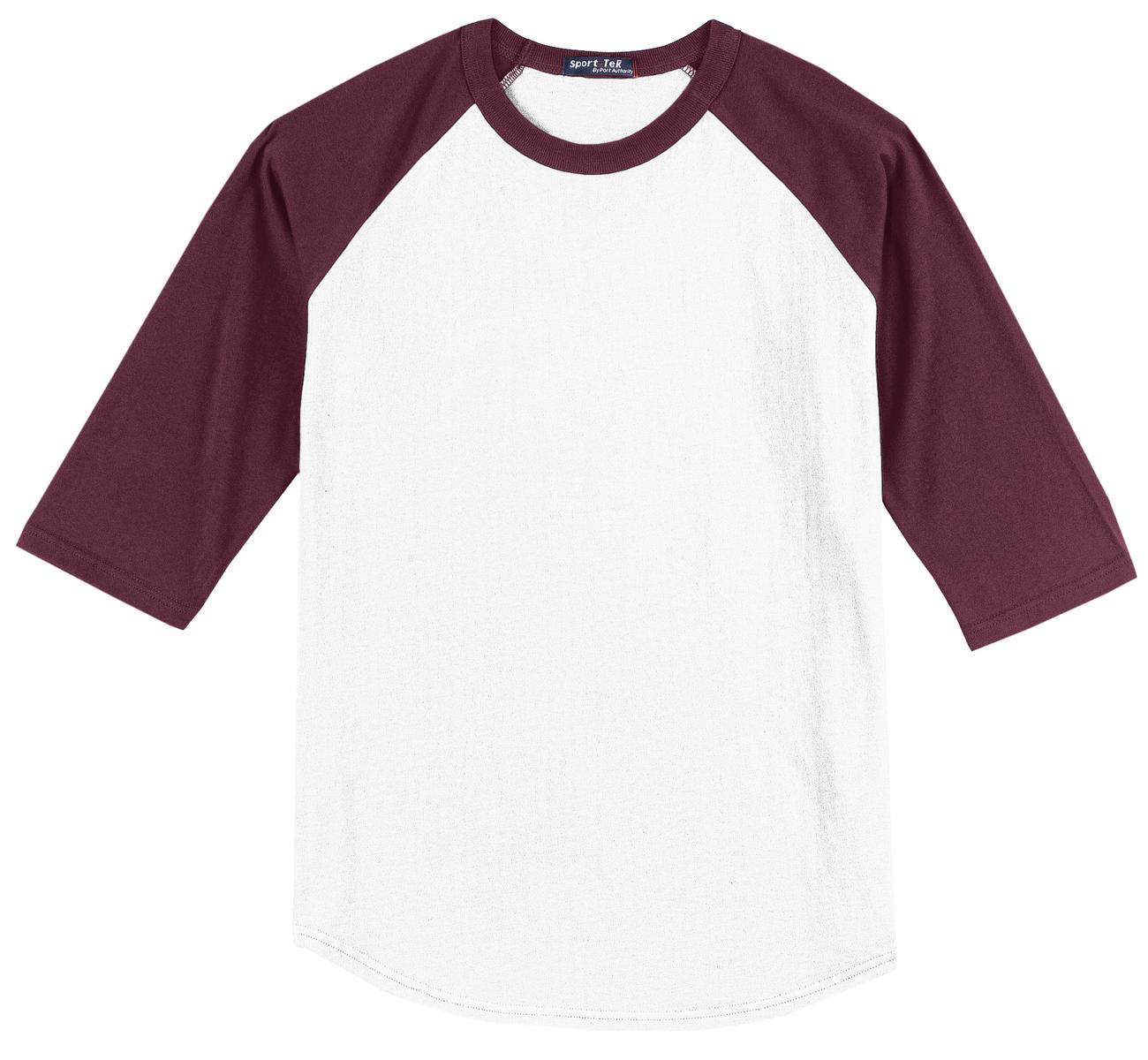 Sport-Tek Colorblock Raglan Jersey - White/ Maroon
