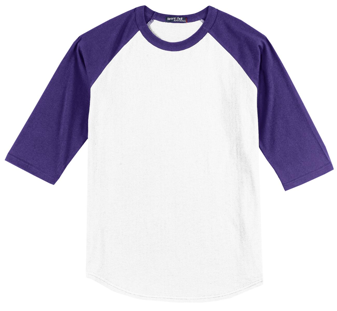 Sport-Tek Colorblock Raglan Jersey - White/ Purple