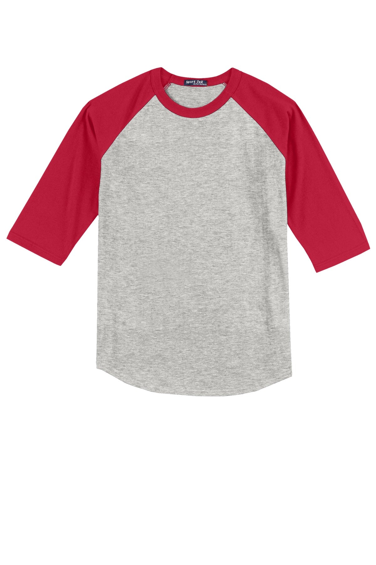 Sport-Tek Colorblock Raglan Jersey - Heather Grey/ Red