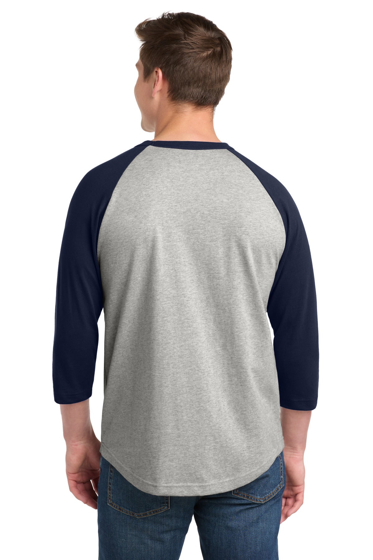 Sport-Tek Colorblock Raglan Jersey - Heather Grey/ Navy