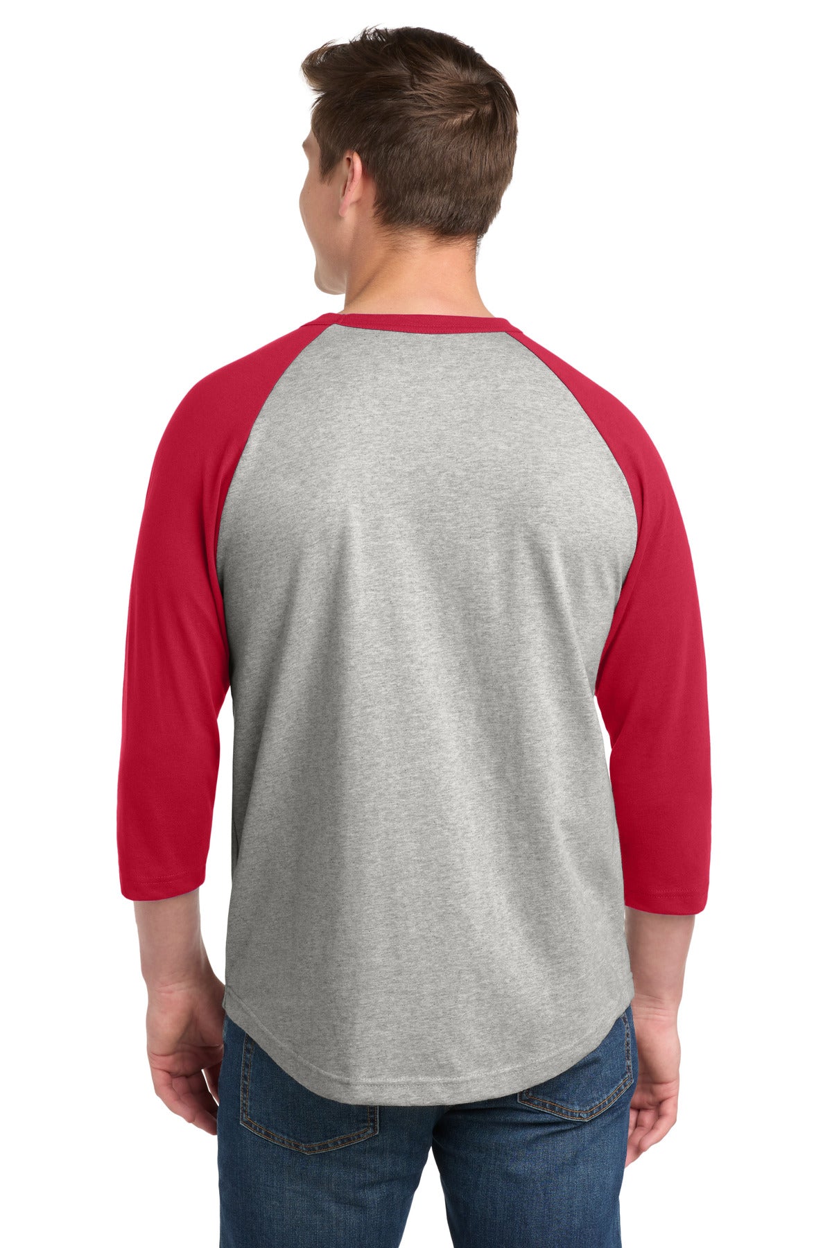 Sport-Tek Colorblock Raglan Jersey - Heather Grey/ Red