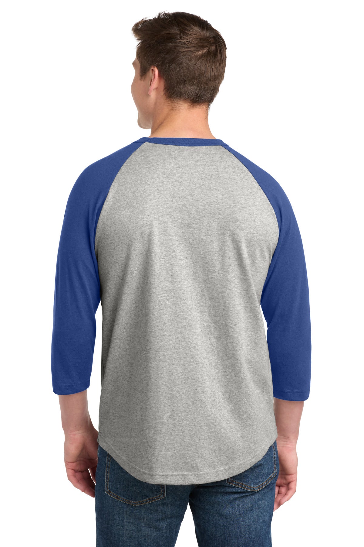 Sport-Tek Colorblock Raglan Jersey - Heather Grey/ Royal