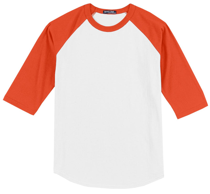 Sport-Tek Colorblock Raglan Jersey - White/ Deep Orange