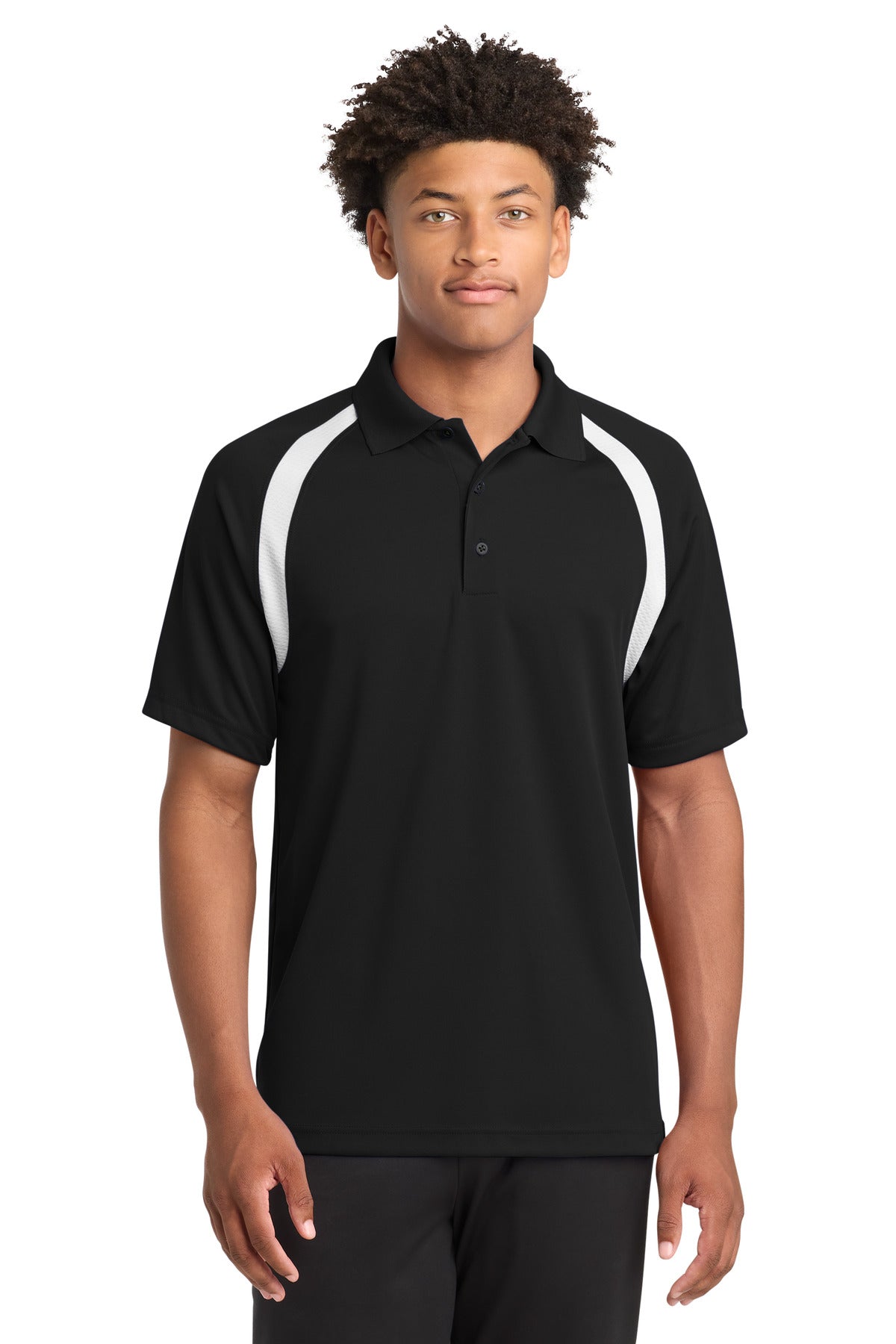 Sport-Tek Dry Zone Colorblock Raglan Polo - Black/ White