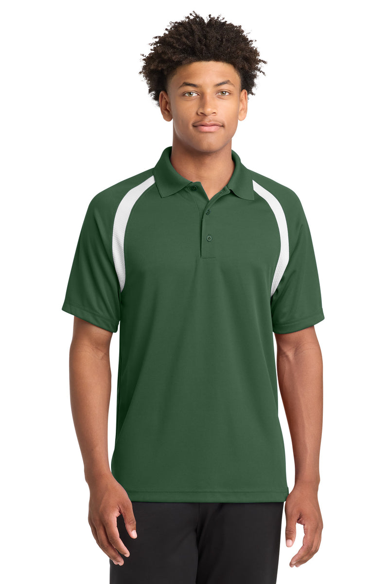 Sport-Tek Dry Zone Colorblock Raglan Polo - Forest Green/ White