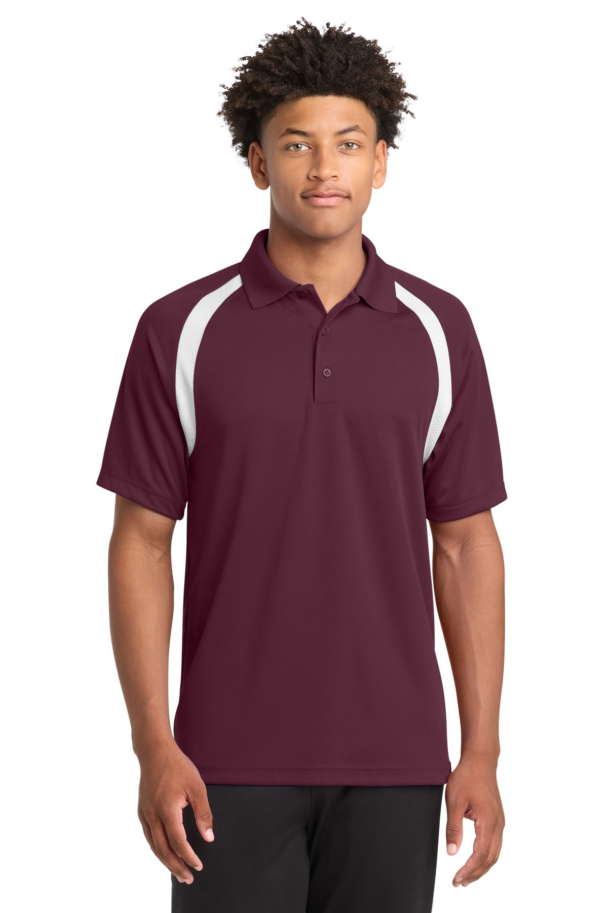Sport-Tek Dry Zone Colorblock Raglan Polo - Maroon/ White