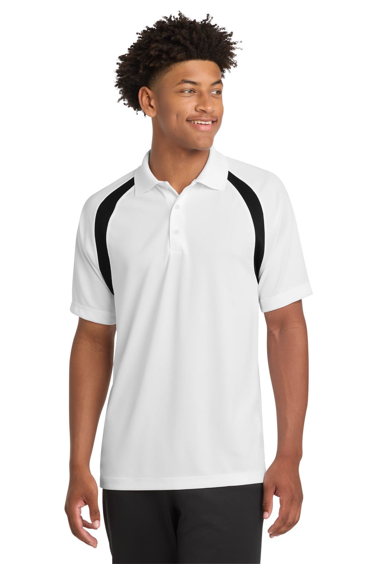 Sport-Tek Dry Zone Colorblock Raglan Polo - White/ Black