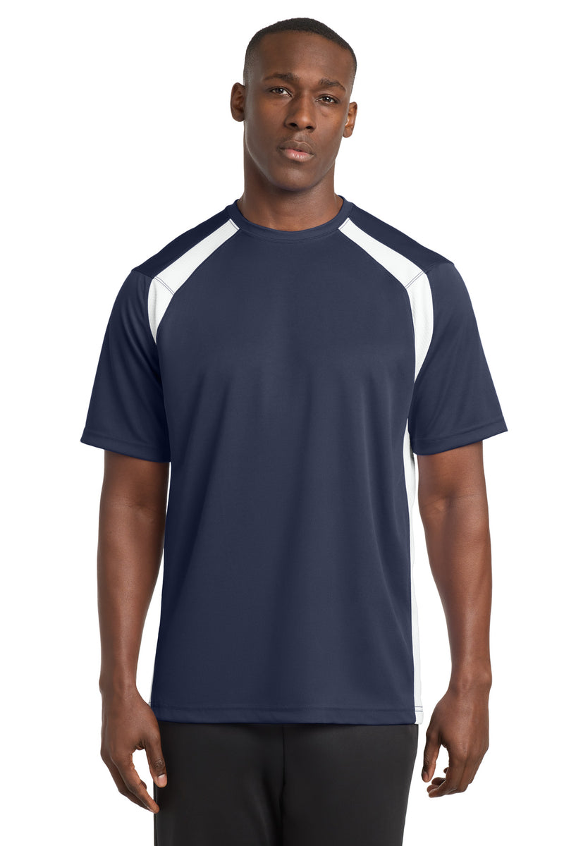 Sport-Tek Dry Zone Colorblock Crew - True Navy/ White