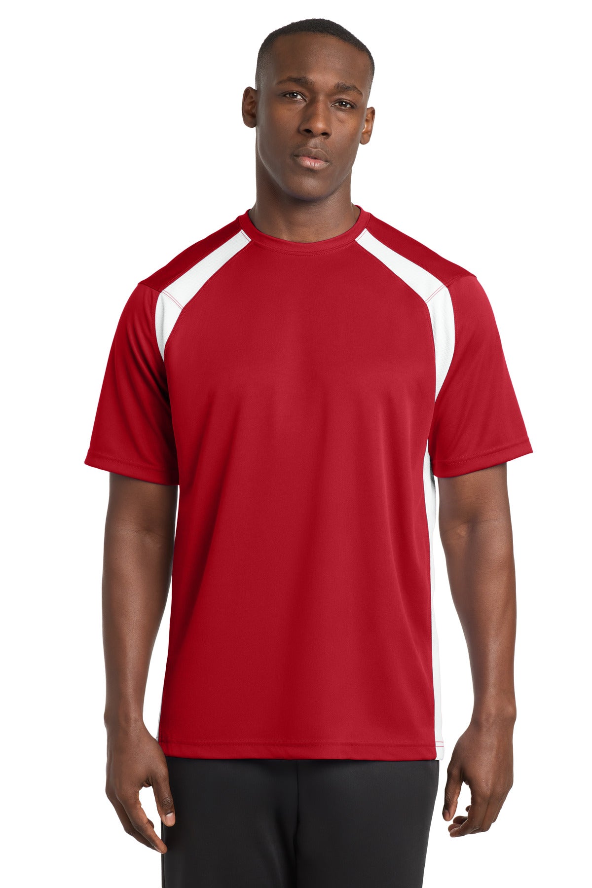 Sport-Tek Dry Zone Colorblock Crew - True Red/ White