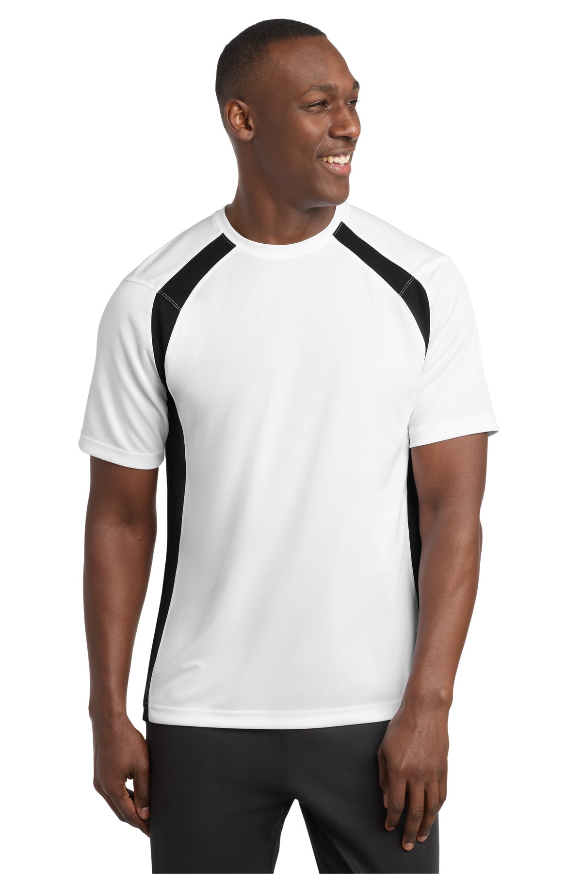 Sport-Tek Dry Zone Colorblock Crew - White/ Black