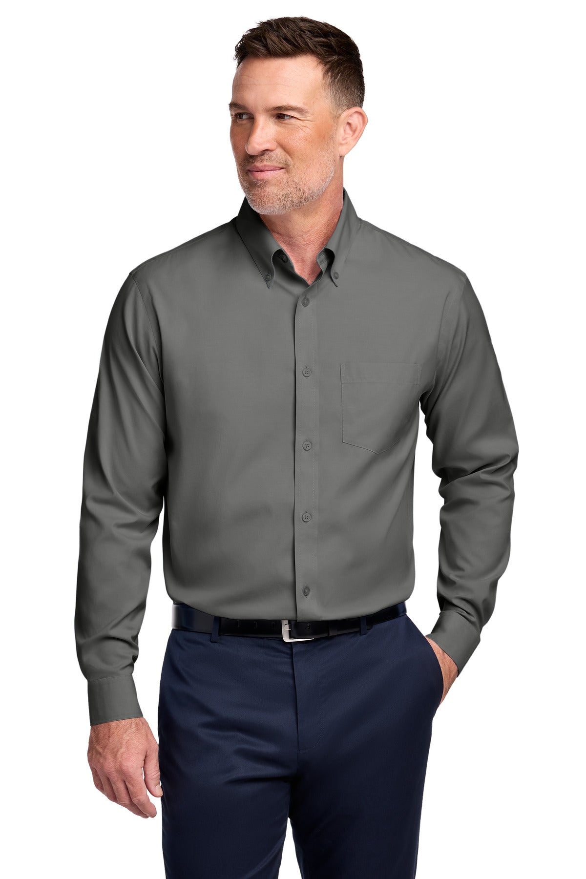 Brooks Brothers Tall Wrinkle-Free Stretch Pinpoint Shirt - Deep Black