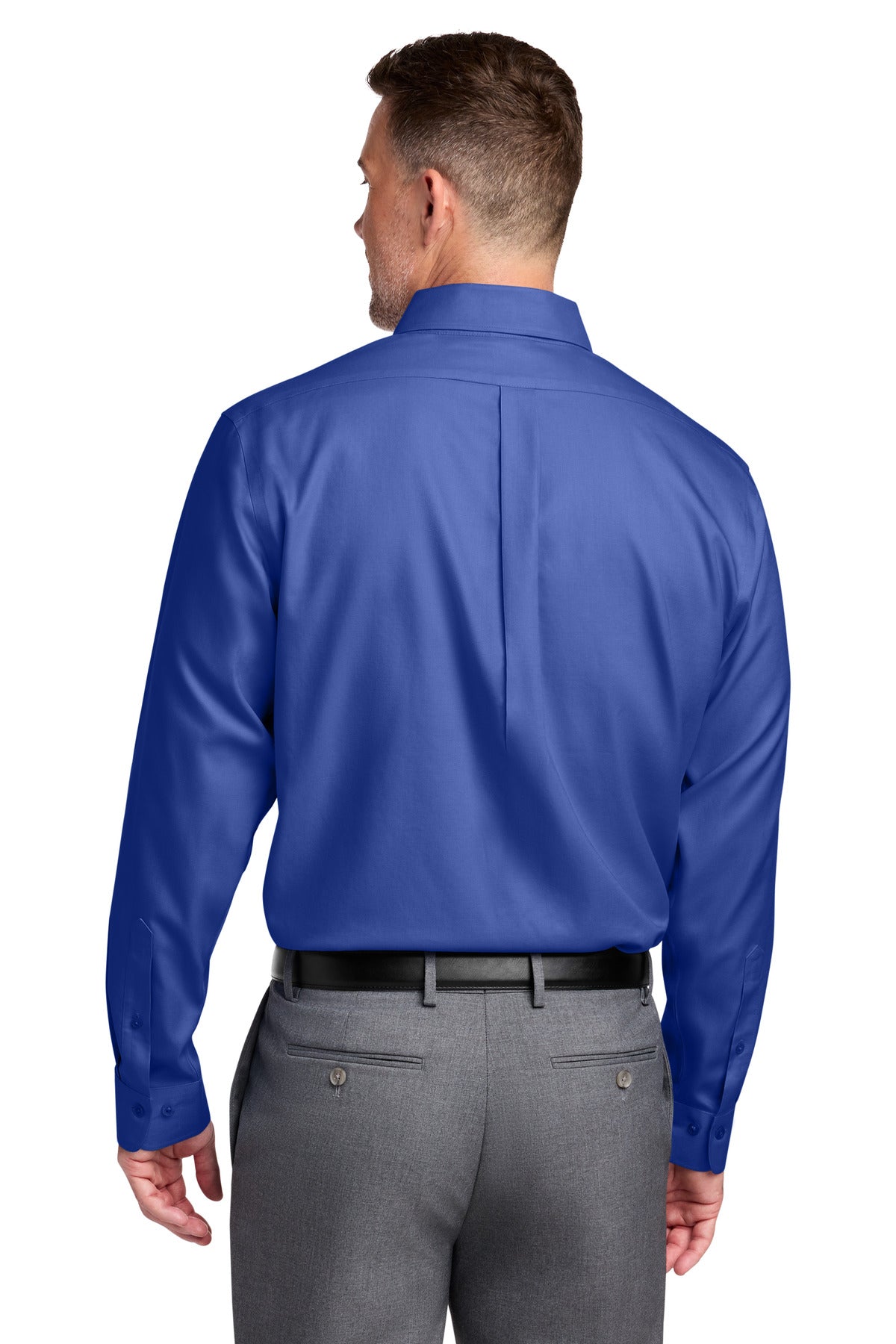 Brooks Brothers Tall Wrinkle-Free Stretch Nailhead Shirt - Cobalt Blue