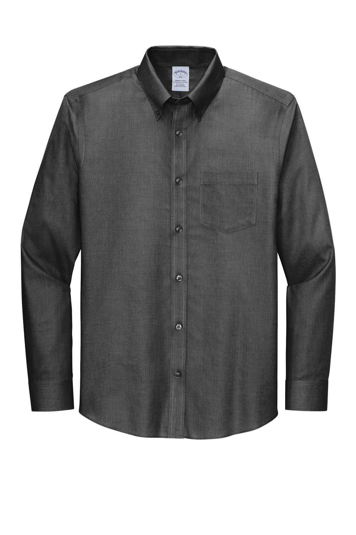 Brooks Brothers Tall Wrinkle-Free Stretch Nailhead Shirt - Deep Black