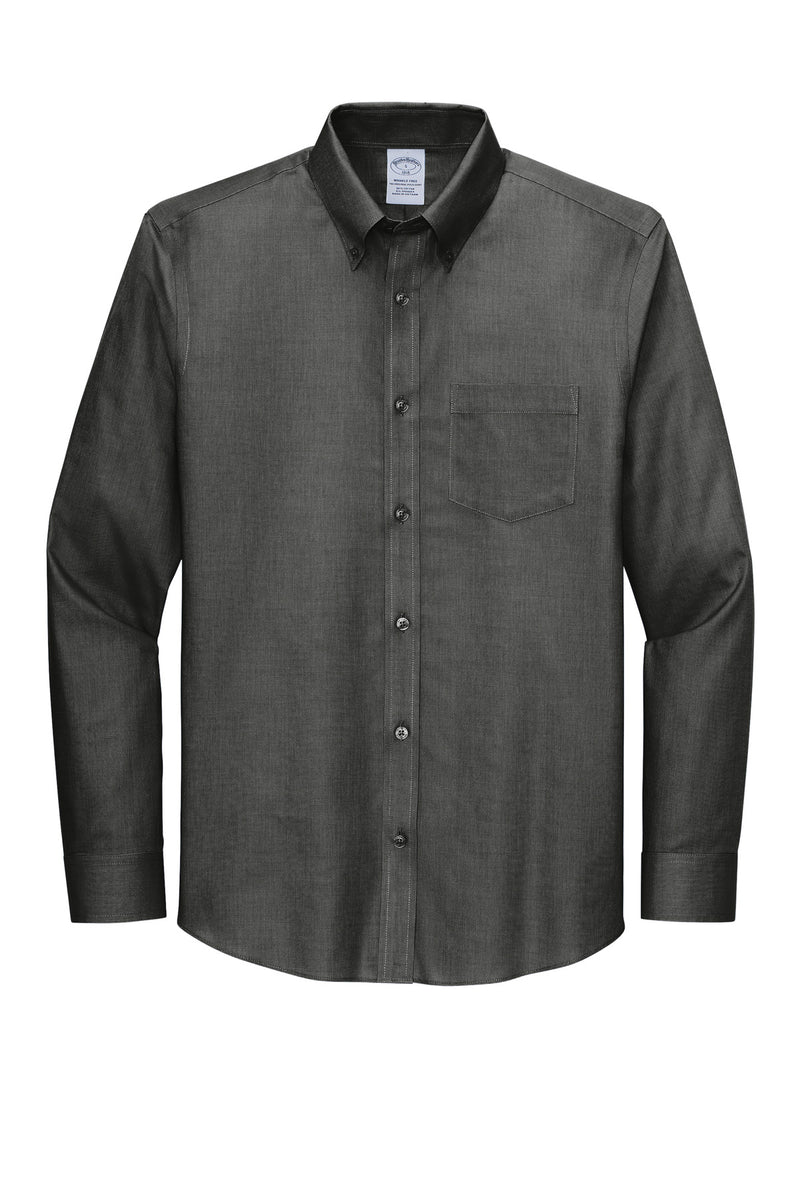 Brooks Brothers Tall Wrinkle-Free Stretch Nailhead Shirt - Deep Black