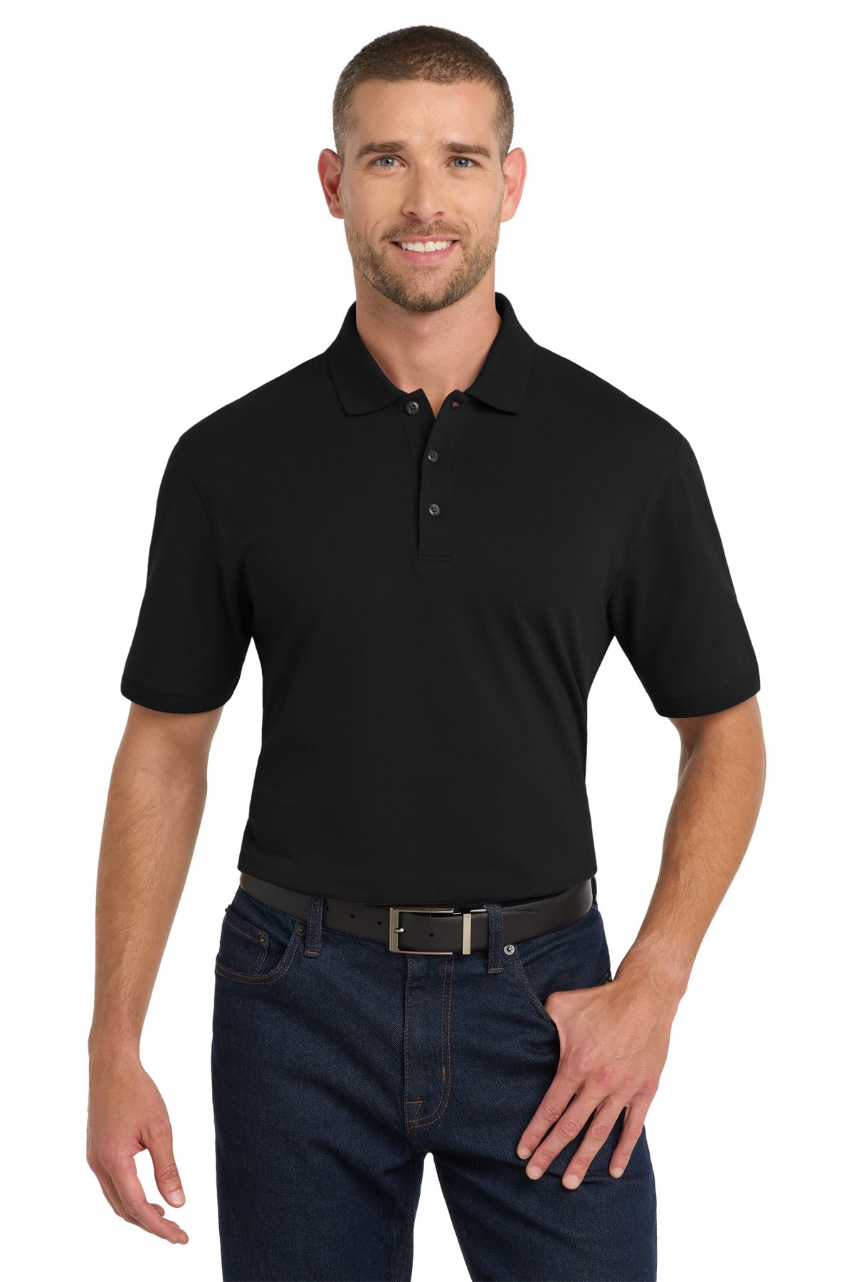 Port Authority Tall EZCotton Polo - Black