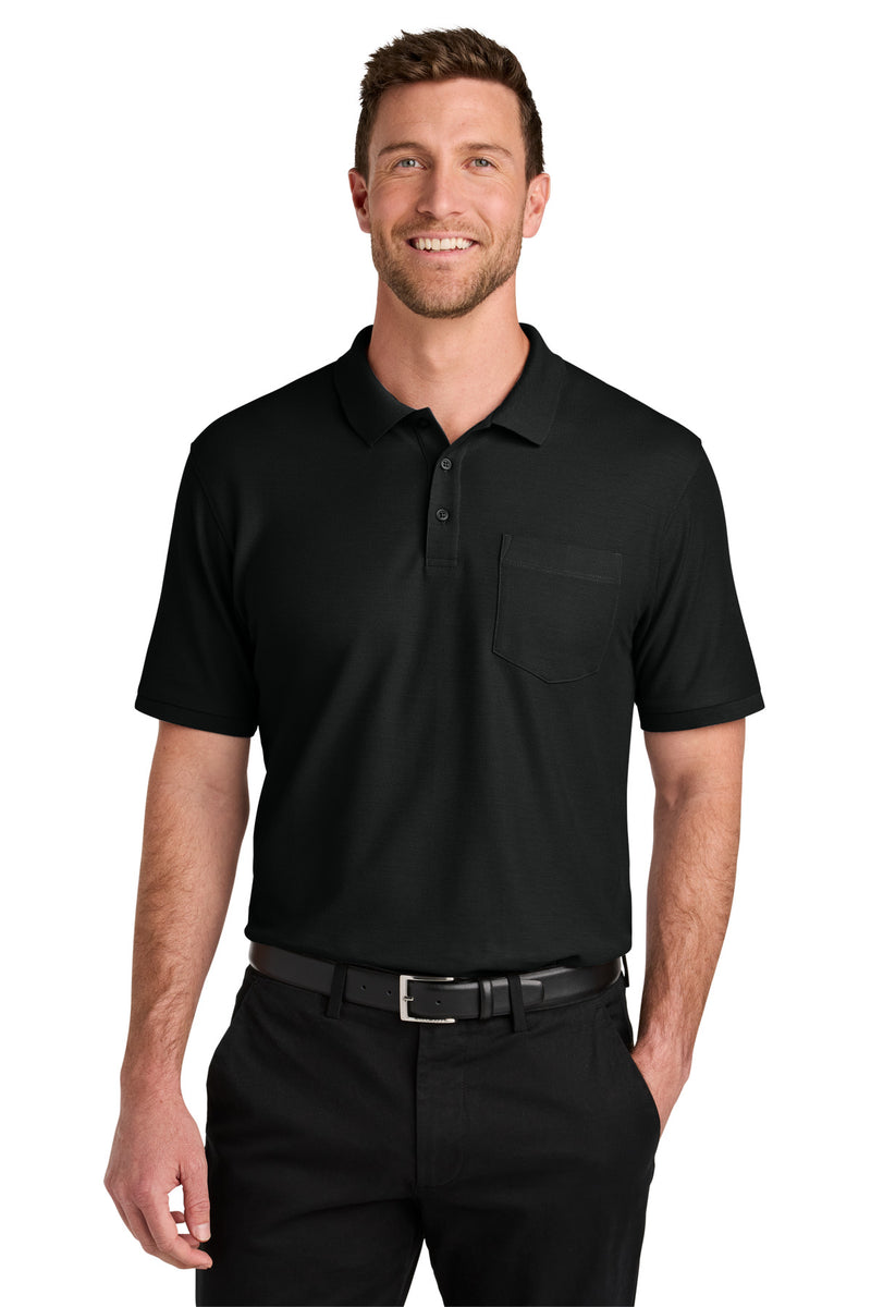 Port Authority Tall Wearever Signature Pique Pocket Polo - Deep Black