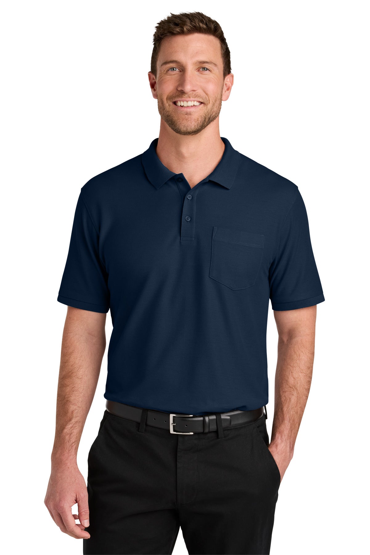 Port Authority Tall Wearever Signature Pique Pocket Polo - River Blue Navy