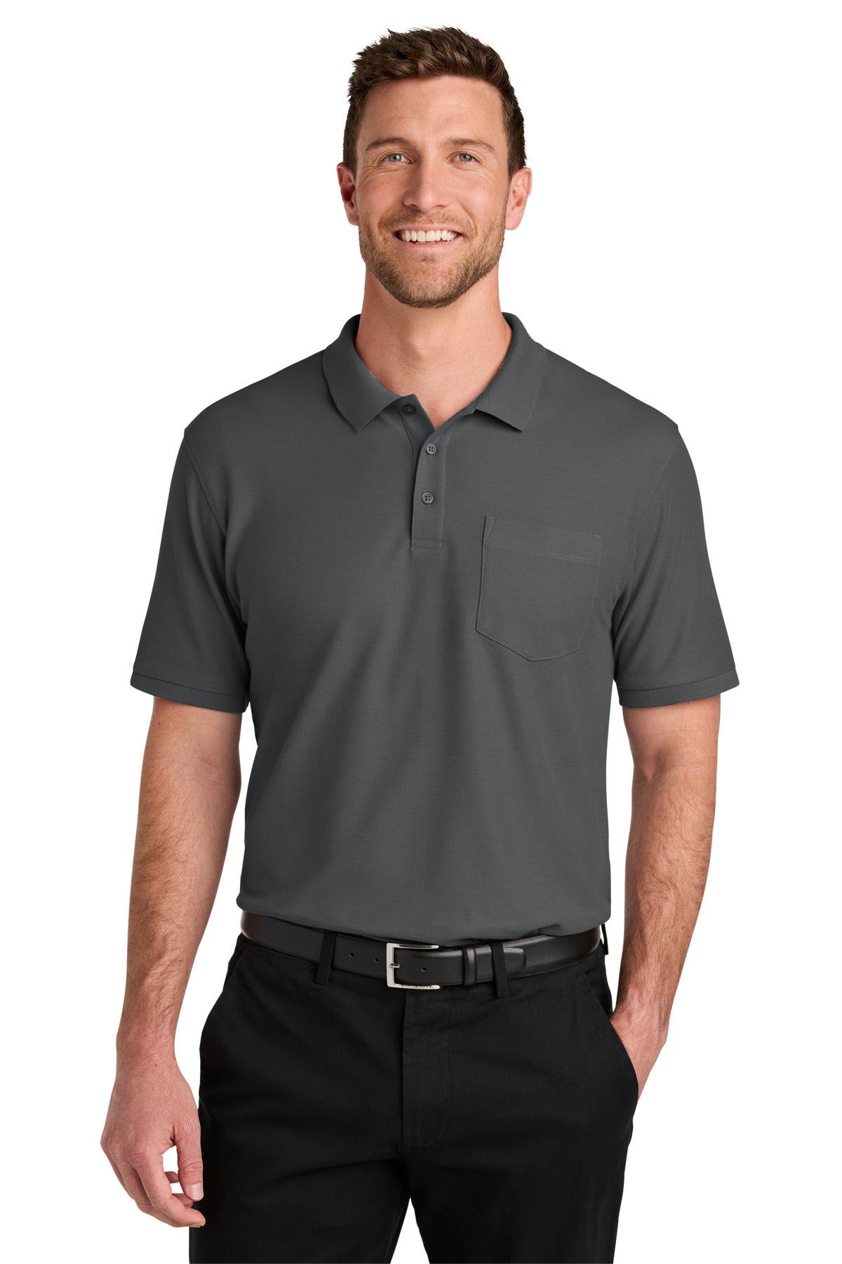 Port Authority Tall Wearever Signature Pique Pocket Polo - Storm Grey