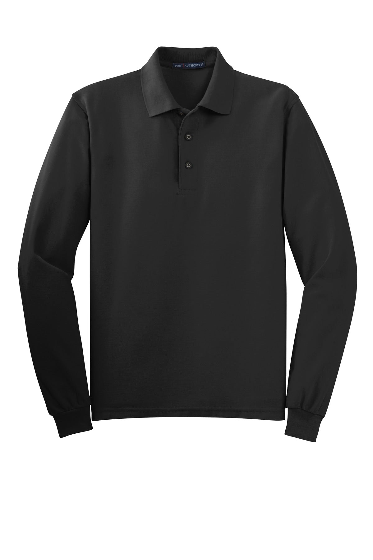 Port Authority Tall Silk Touch Long Sleeve Polo - Black