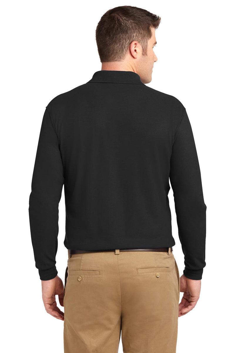 Port Authority Tall Silk Touch Long Sleeve Polo - Black