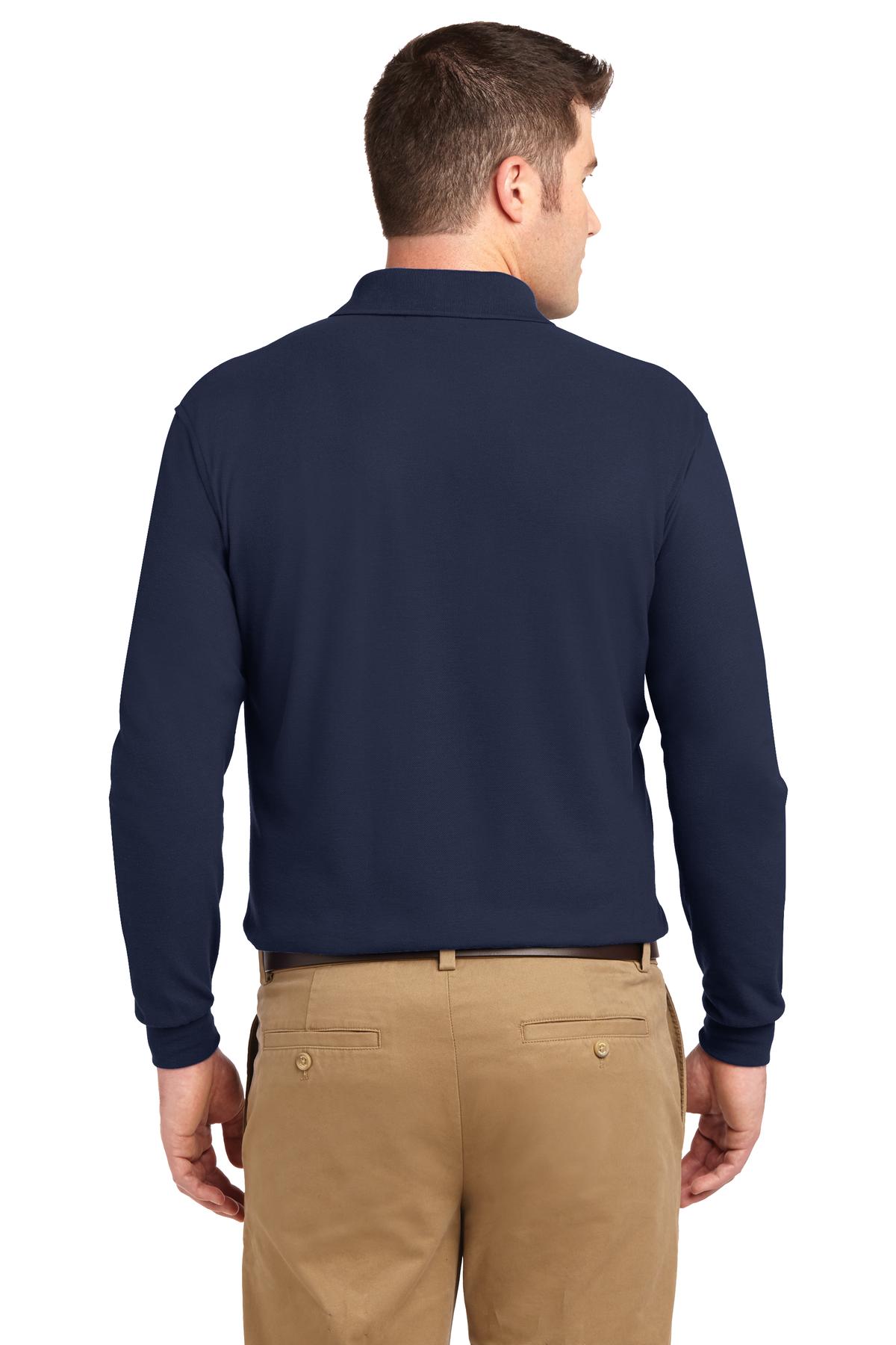 Port Authority Tall Silk Touch Long Sleeve Polo - Navy