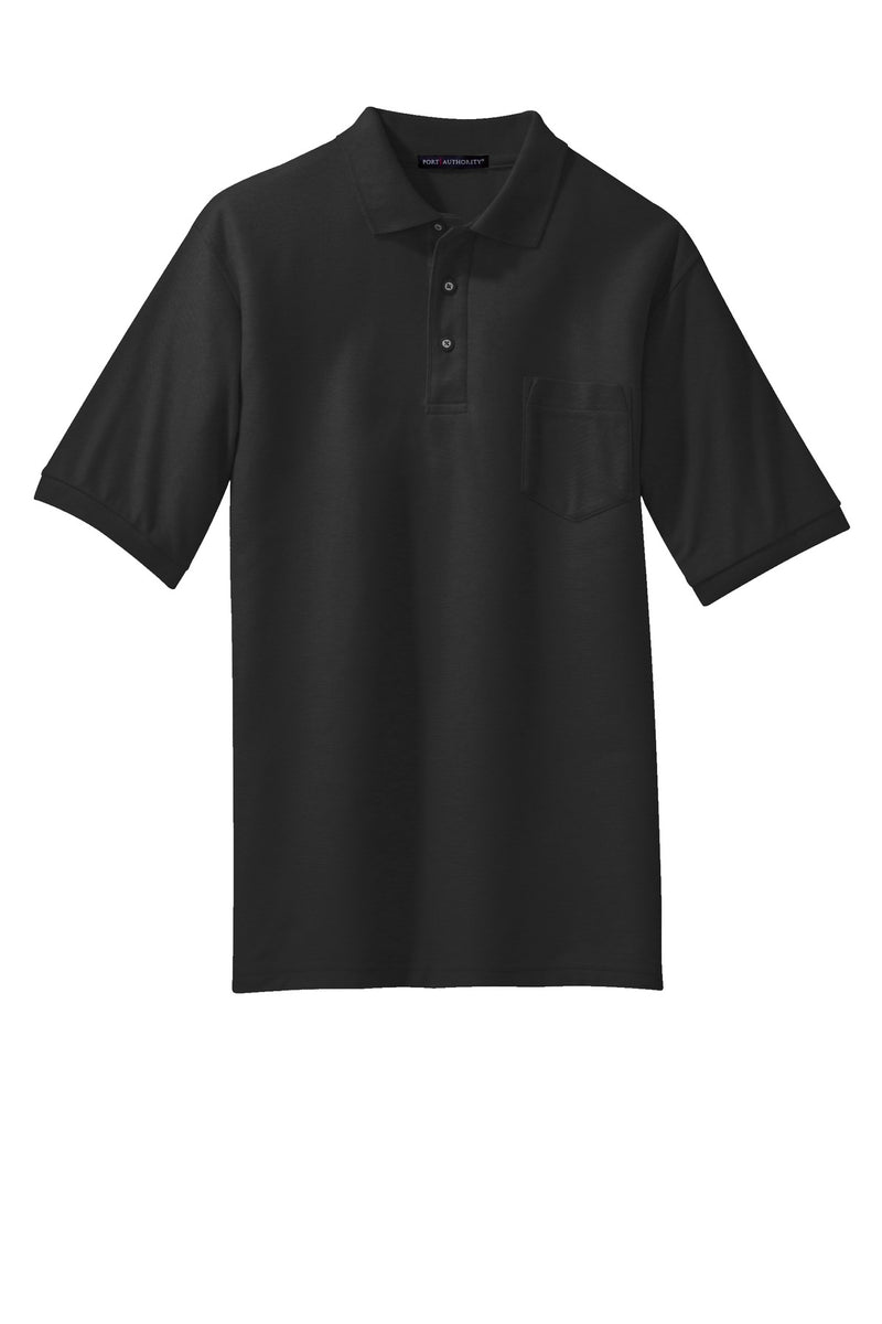 Port Authority Tall Silk Touch Polo with Pocket - Black