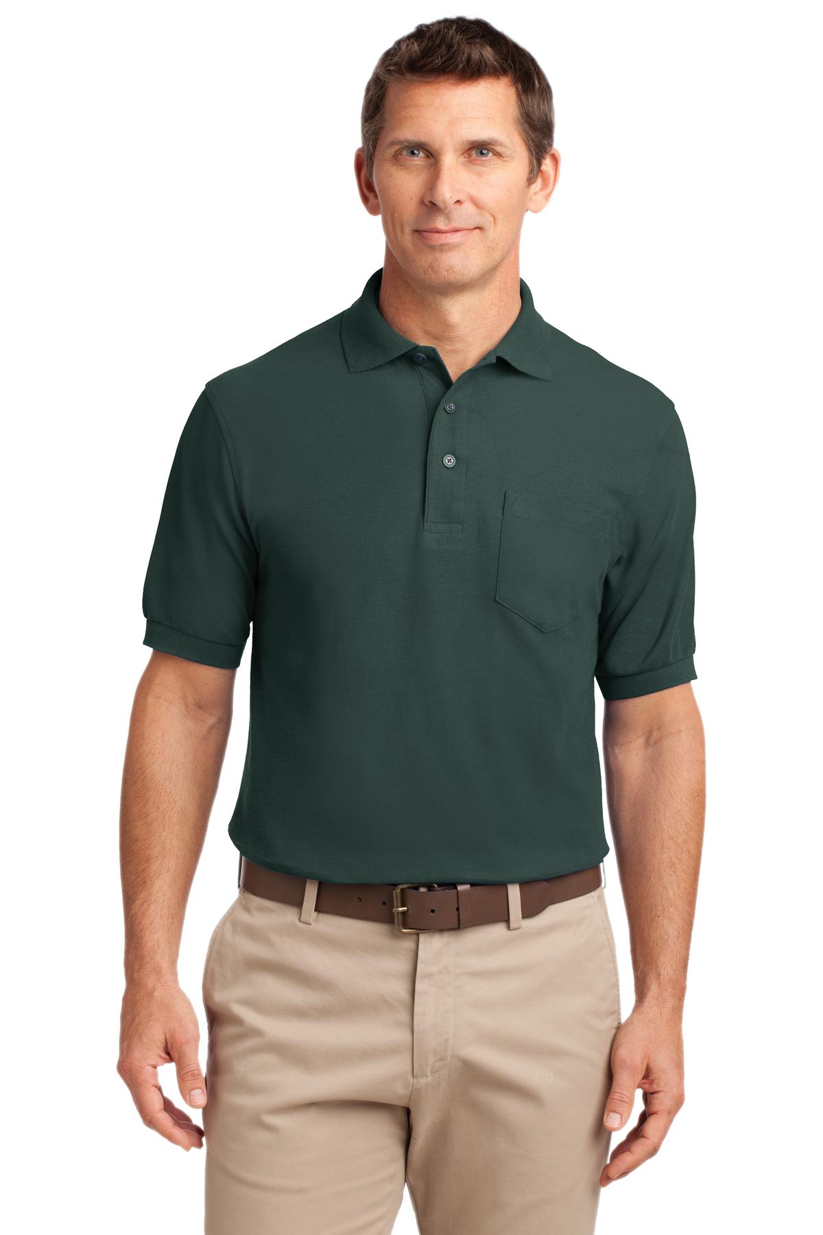 Port Authority Tall Silk Touch Polo with Pocket - Dark Green
