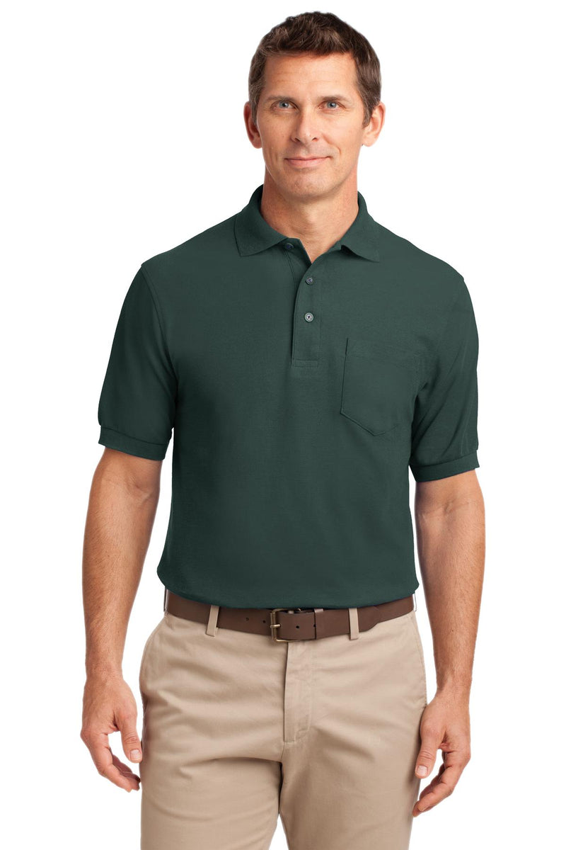 Port Authority Tall Silk Touch Polo with Pocket - Dark Green
