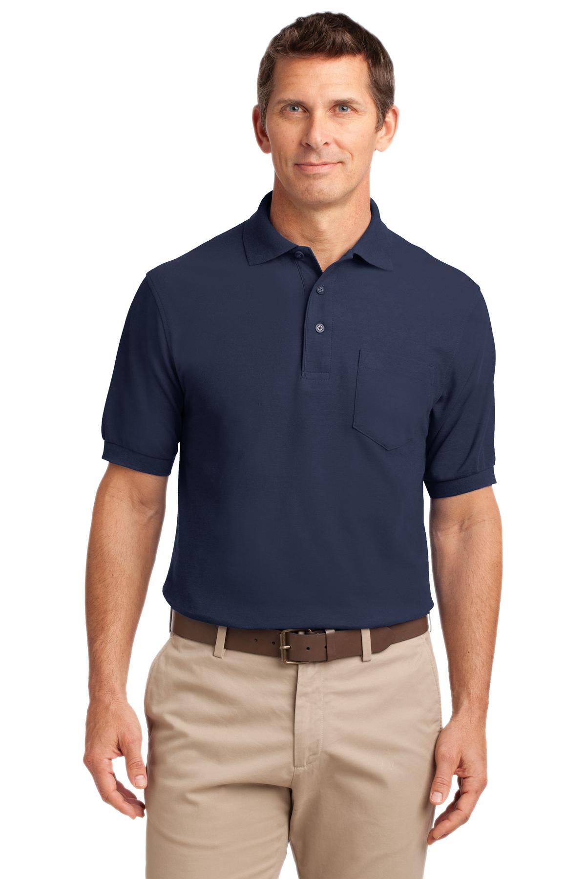 Port Authority Tall Silk Touch Polo with Pocket - Navy
