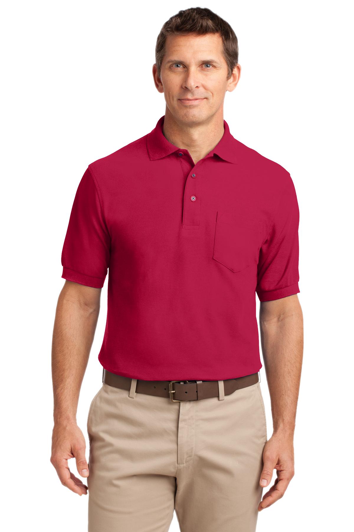 Port Authority Tall Silk Touch Polo with Pocket - Red
