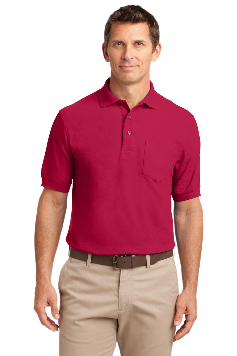 Port Authority Tall Silk Touch Polo with Pocket - Red