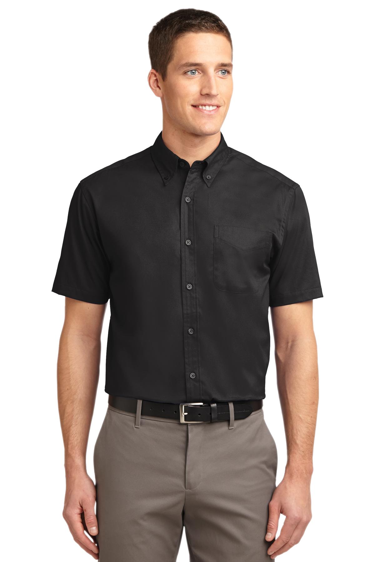 Port Authority Tall Short Sleeve Easy Care Shirt - Black/ Light Stone