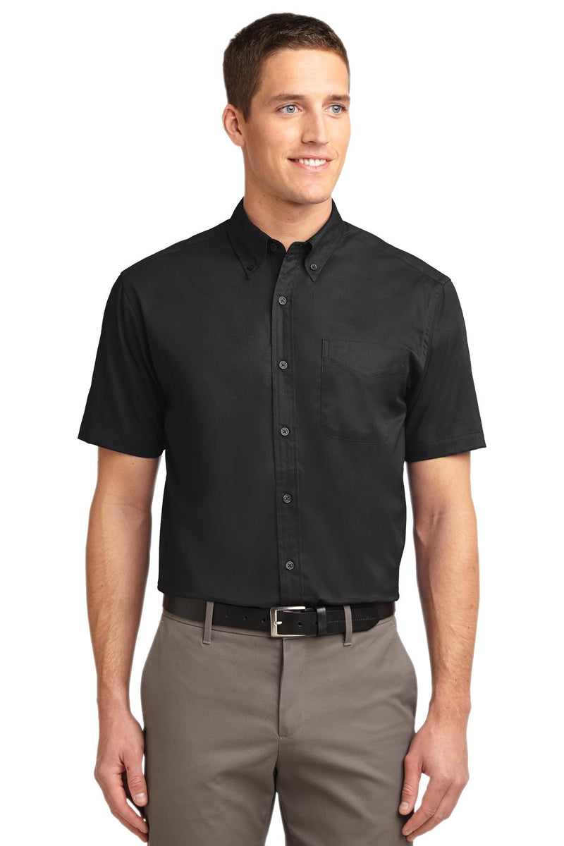 Port Authority Tall Short Sleeve Easy Care Shirt - Black/ Light Stone