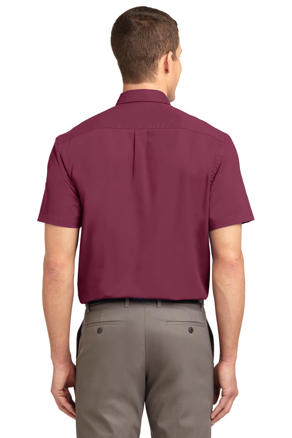 Port Authority Tall Short Sleeve Easy Care Shirt - Burgundy/ Light Stone