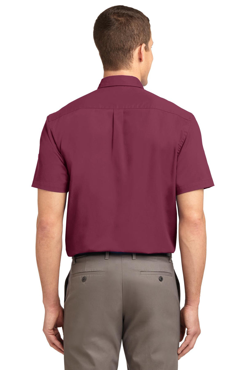 Port Authority Tall Short Sleeve Easy Care Shirt - Burgundy/ Light Stone