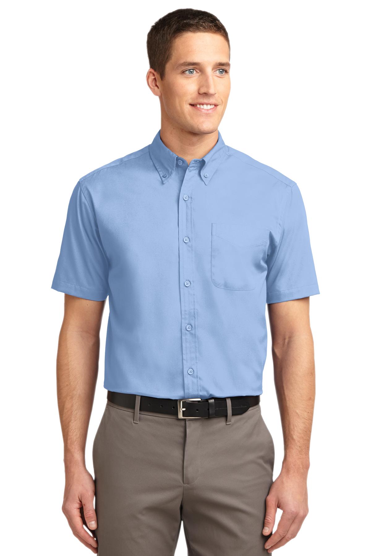 Port Authority Tall Short Sleeve Easy Care Shirt - Light Blue/ Light Stone