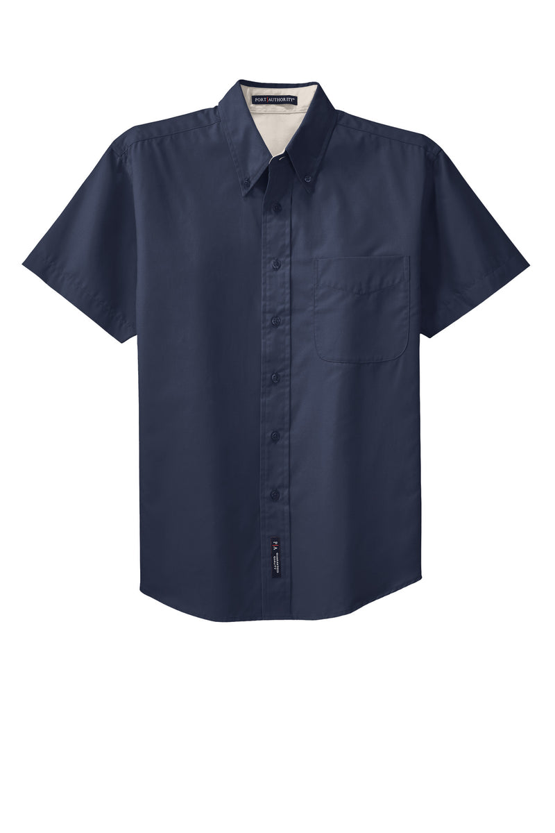 Port Authority Tall Short Sleeve Easy Care Shirt - Navy/ Light Stone