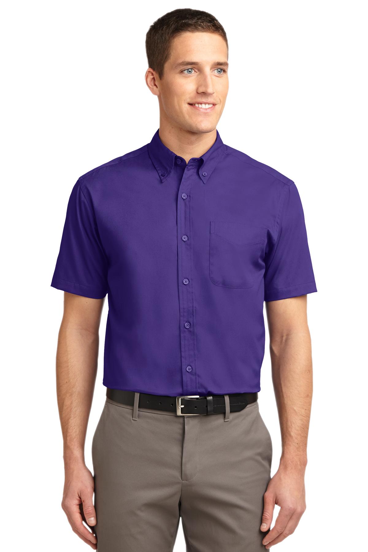 Port Authority Tall Short Sleeve Easy Care Shirt - Purple/ Light Stone
