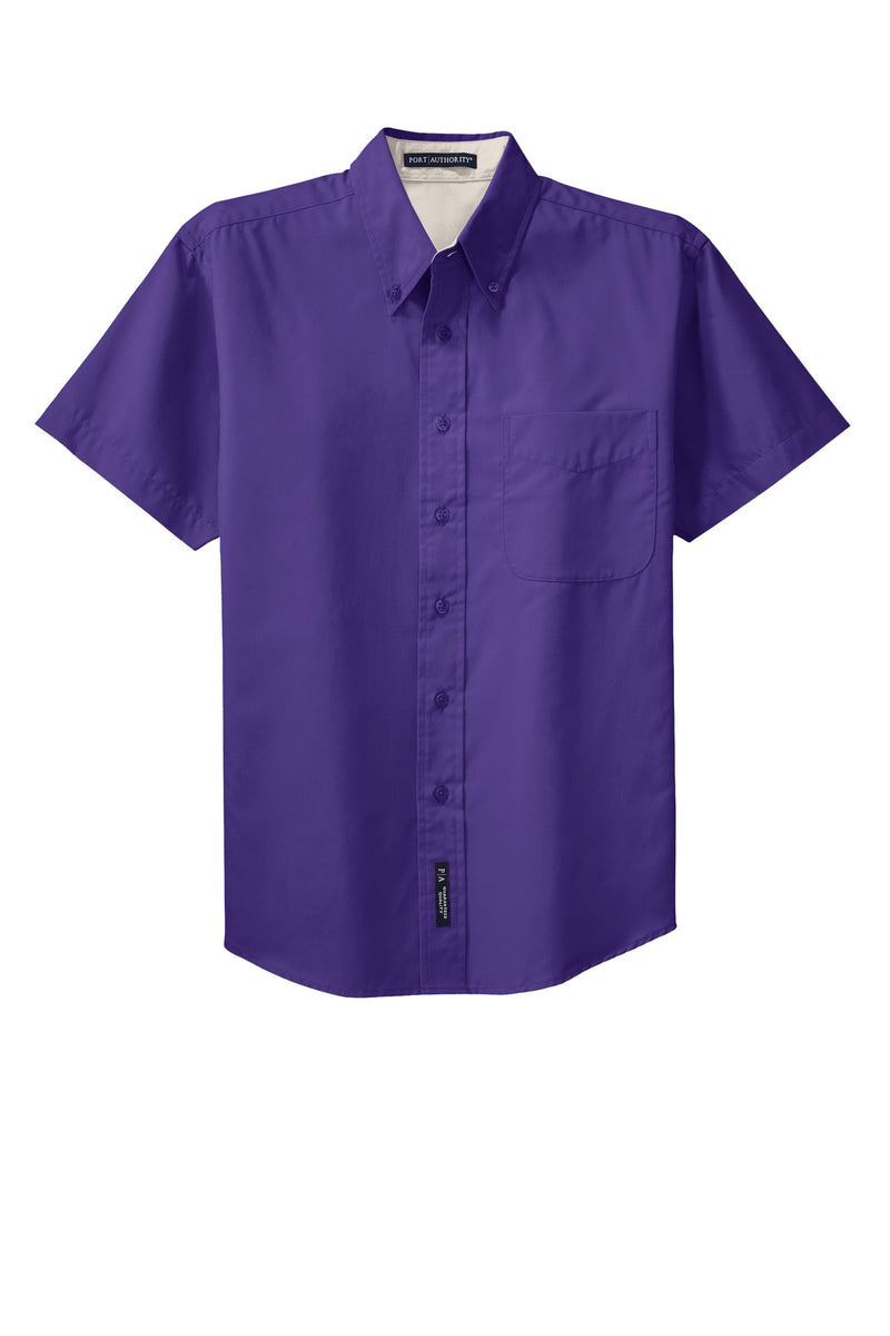 Port Authority Tall Short Sleeve Easy Care Shirt - Purple/ Light Stone