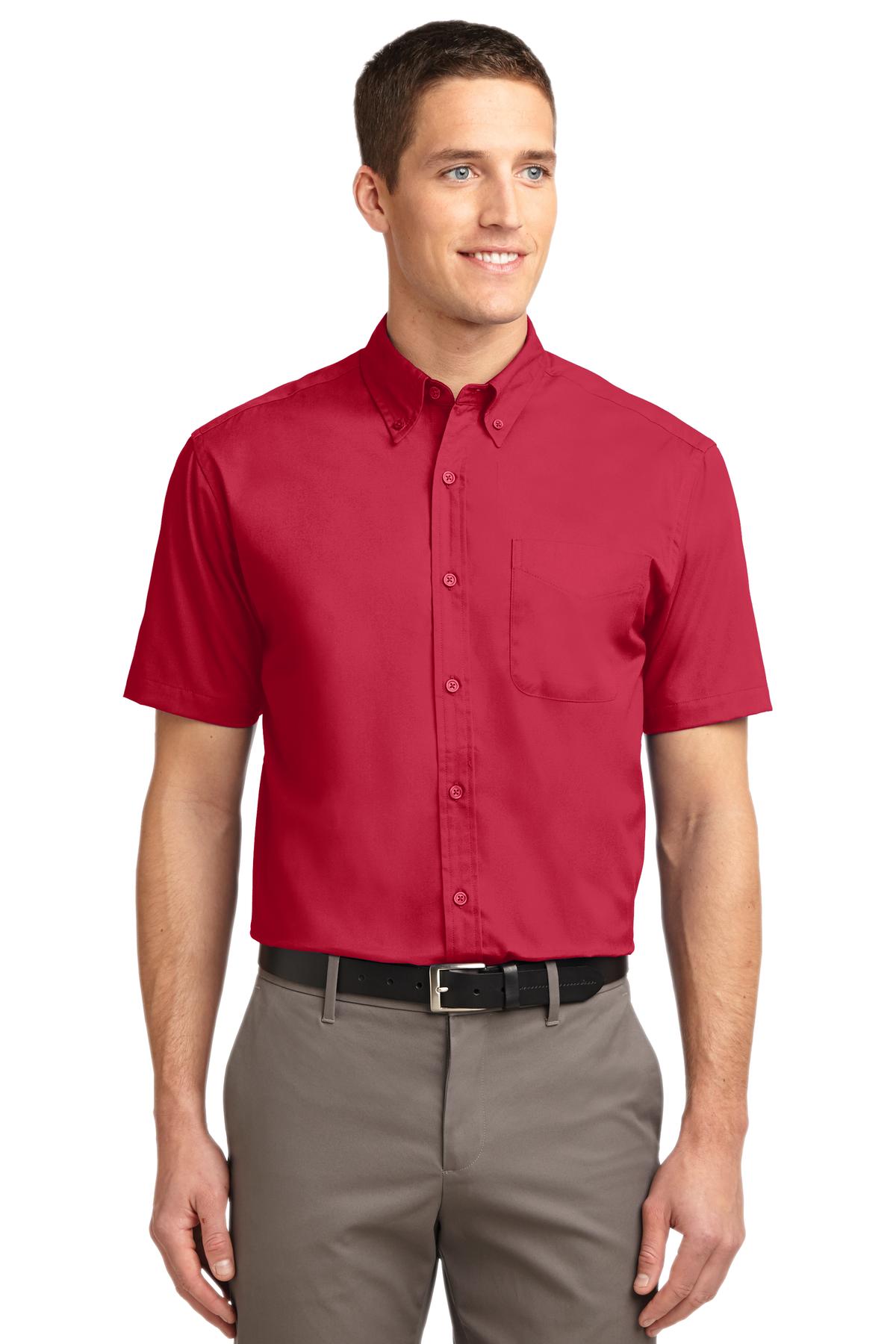 Port Authority Tall Short Sleeve Easy Care Shirt - Red/ Light Stone