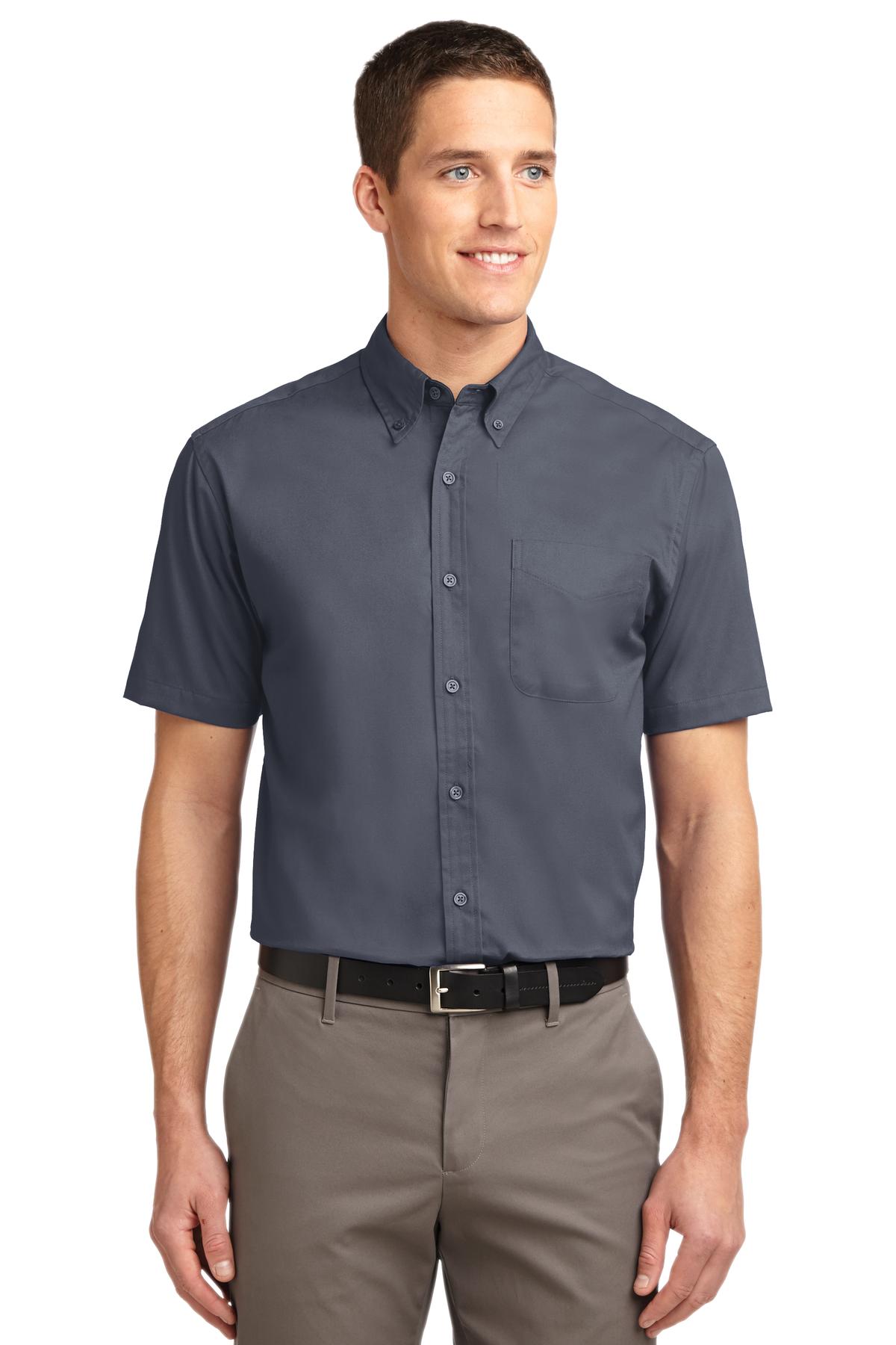 Port Authority Tall Short Sleeve Easy Care Shirt - Steel Grey/ Light Stone