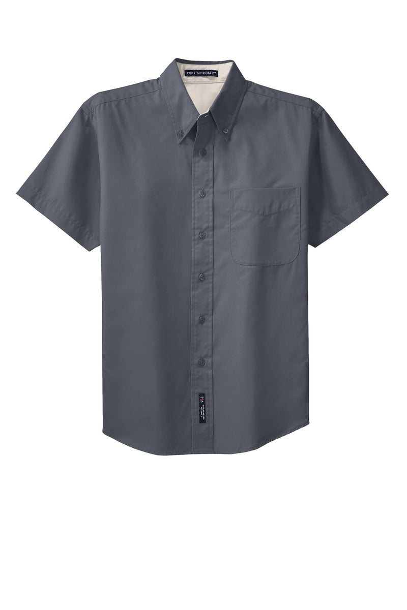 Port Authority Tall Short Sleeve Easy Care Shirt - Steel Grey/ Light Stone