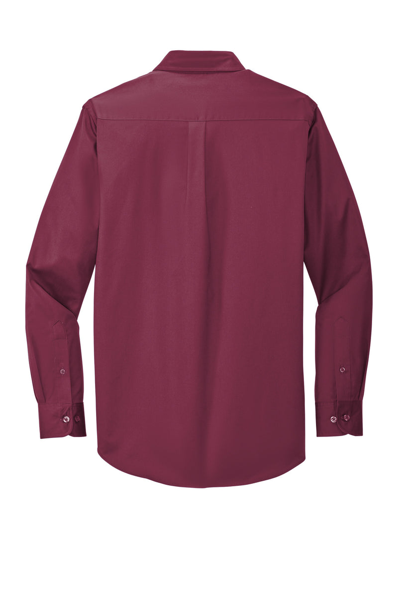 Port Authority Tall Long Sleeve Easy Care Shirt - Burgundy/ Light Stone