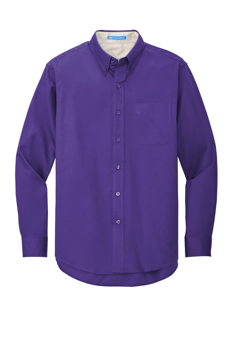 Port Authority Tall Long Sleeve Easy Care Shirt - Purple/ Light Stone