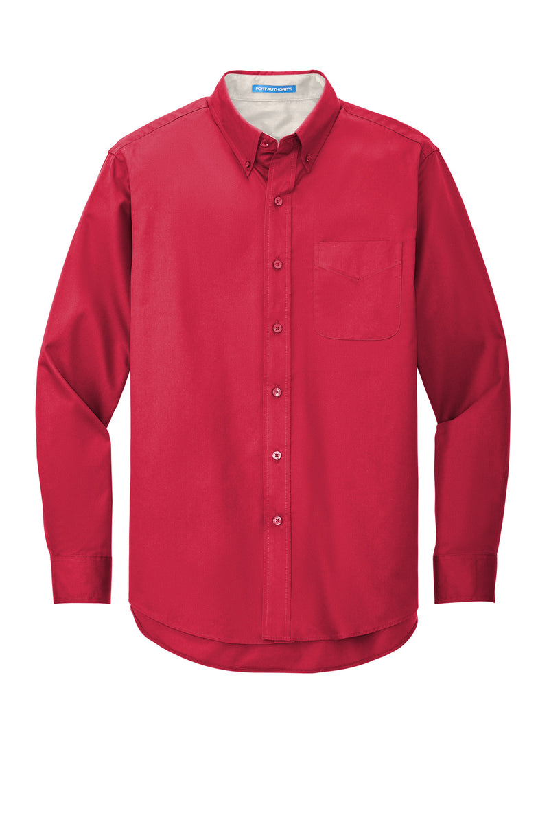 Port Authority Tall Long Sleeve Easy Care Shirt - Red/ Light Stone