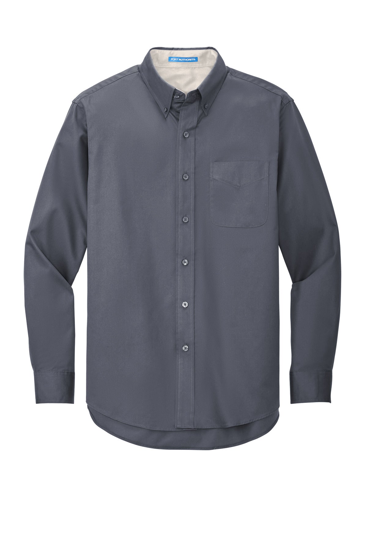 Port Authority Tall Long Sleeve Easy Care Shirt - Steel Grey/ Light Stone