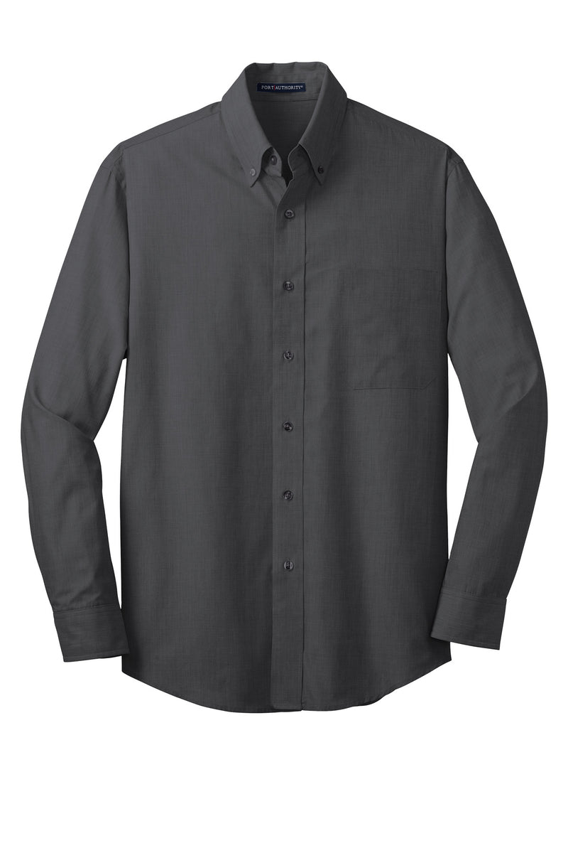 Port Authority Tall Crosshatch Easy Care Shirt - Soft Black